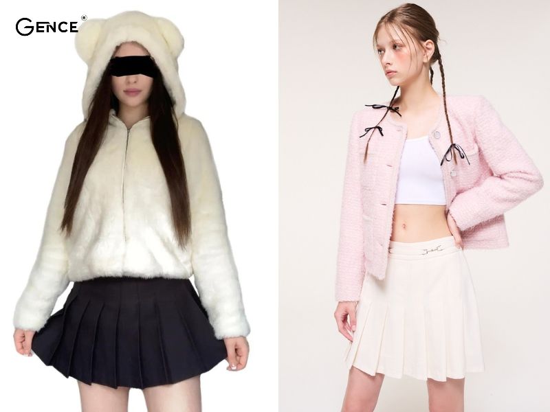 Trẻ trung với chân váy tennis và áo lông