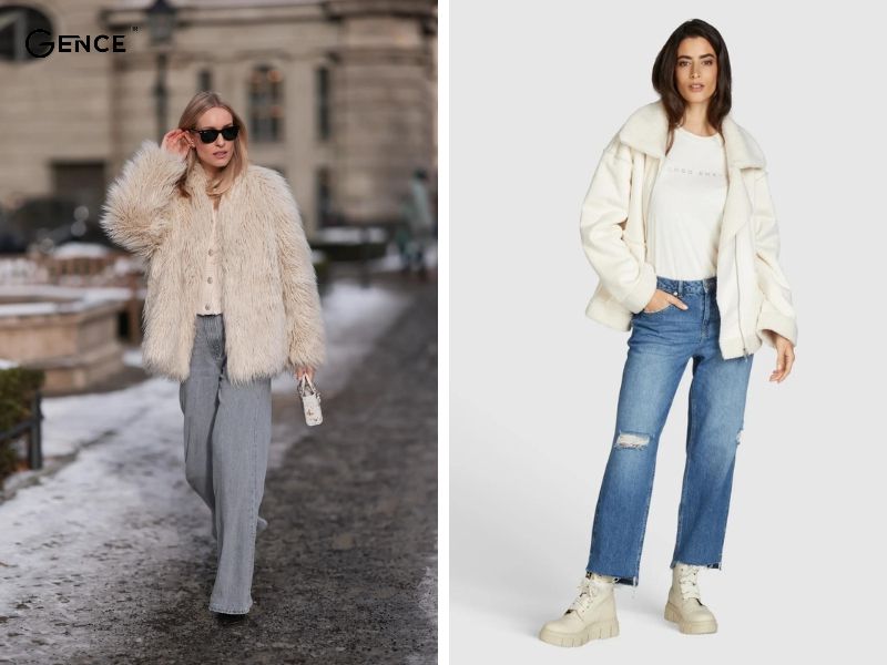 Quần ống rộng thời trang match với áo lông