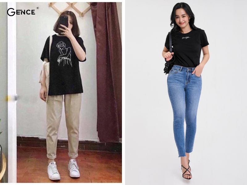 Sành điệu cùng cách phối áo thun cùng quần kaki hoặc skinny