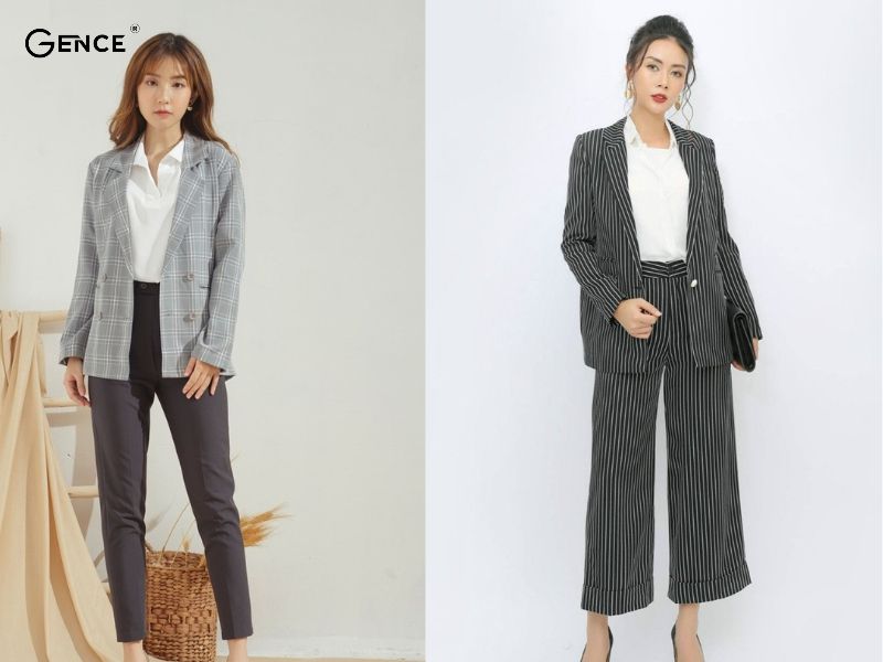 Phối đồ với áo vest kẻ đơn giản, tinh tế cùng áo sơ mi và quần jeans