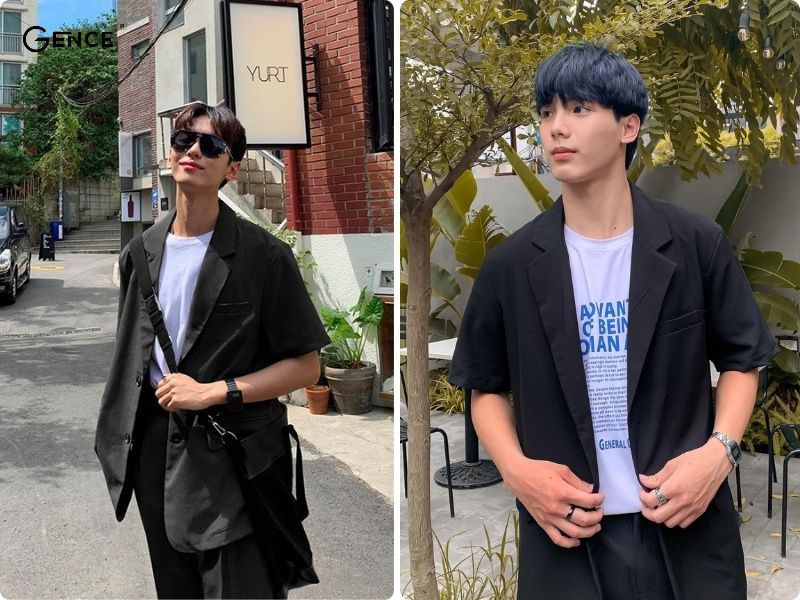 Trở thành soái ca khi phối blazer nam Hàn Quốc cùng áo thun