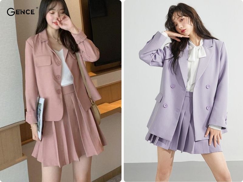 Set đồ blazer và chân váy tennis thời trang
