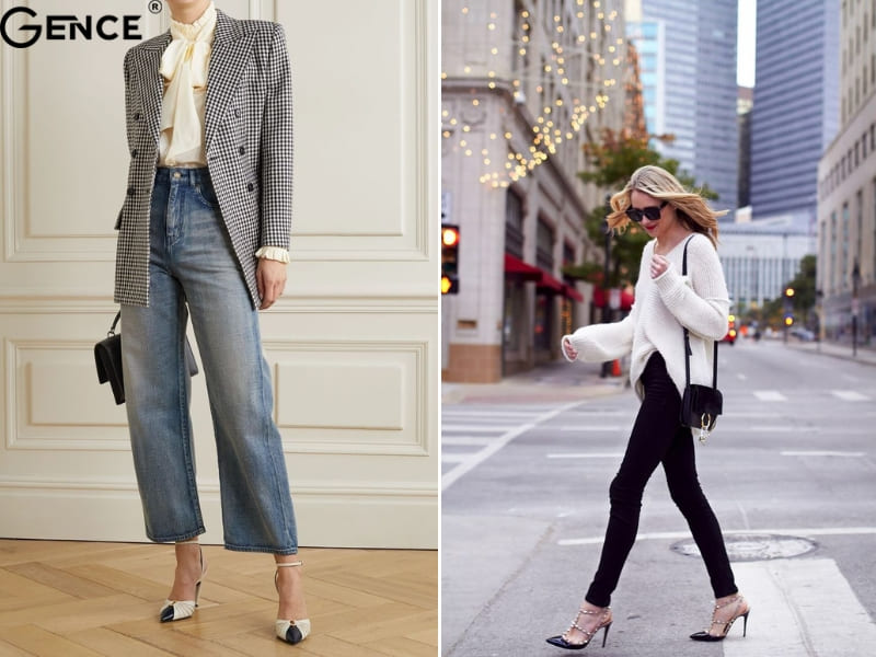 Phối giày cao gót làm tăng thêm sự nữ tính nhẹ nhàng