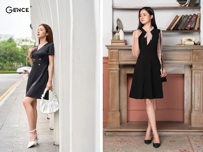 Phối đồ với giày cao gót và đầm suông