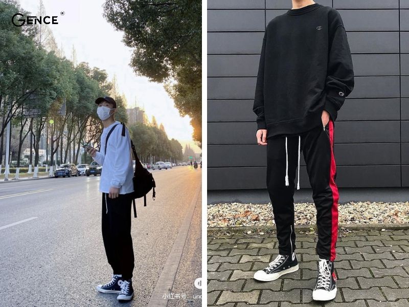 Phối đồ với giày converse nam cùng áo pull