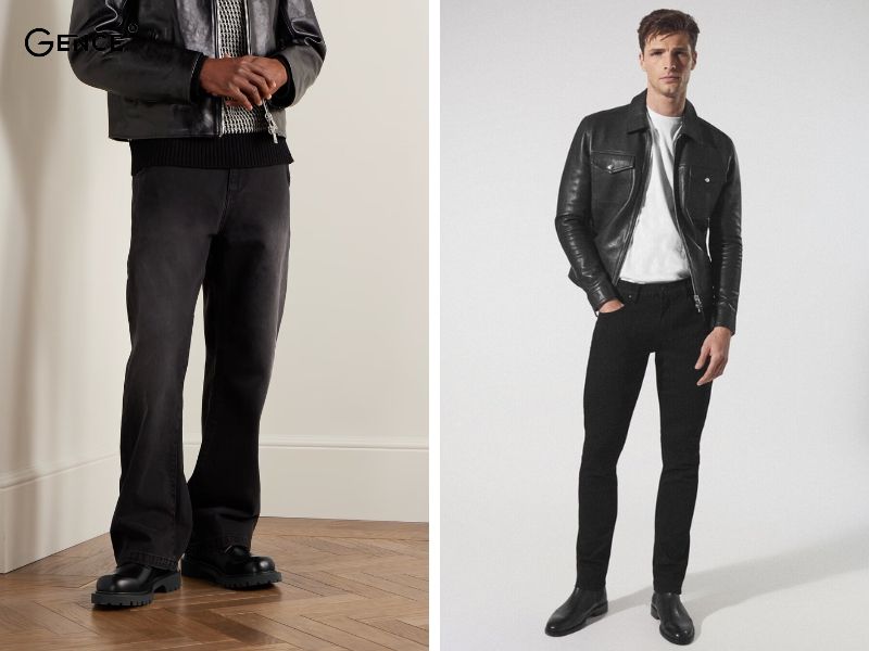 Phối giày derby với áo khoác da cá tính