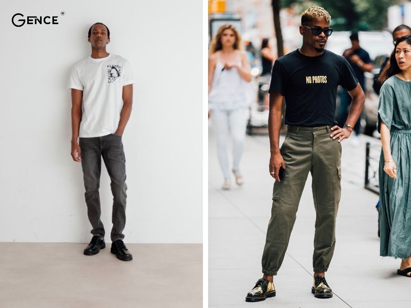 Phối đồ với giày derby cùng áo thun basic