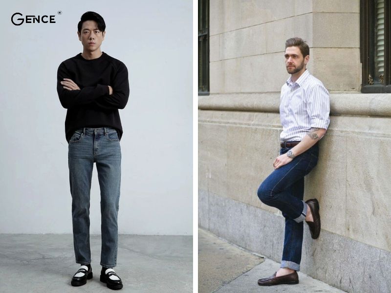 Phối đồ với giày loafer nam cùng quần jeans