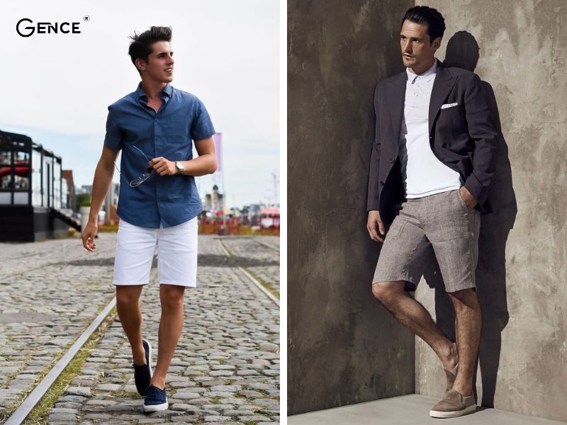 Phối đồ với giày lười nam cùng quần short năng động