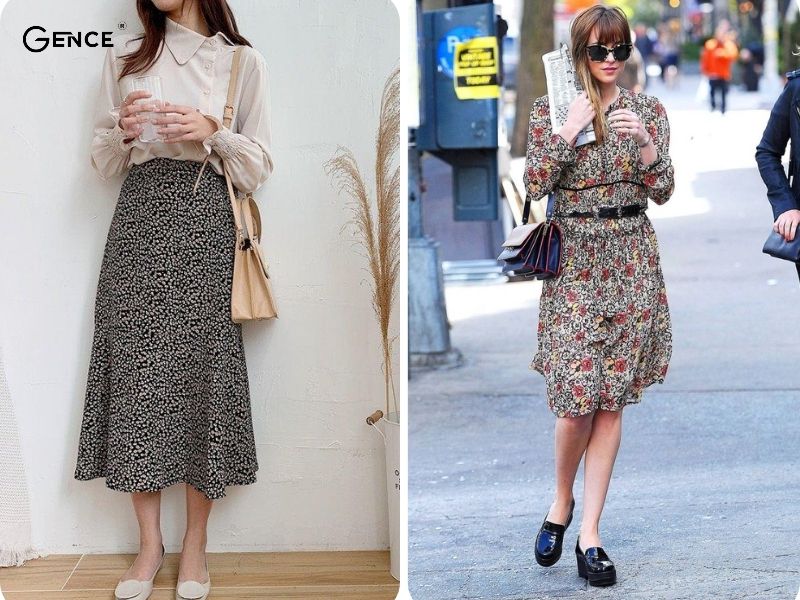 Diện đầm hoa nhí cùng giày lười - style nữ tính, thanh lịch