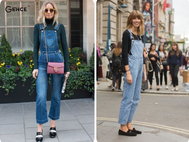 Quần yếm phối giày lười nữ diện được trong nhiều dịp