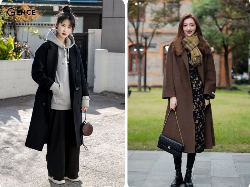 Mặc áo dạ dài phối cùng giày lười - outfit mùa đông ấm áp