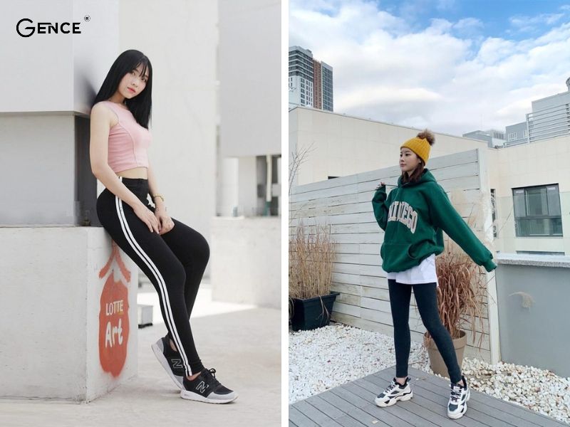 Style sporty với quần legging và sneaker nữ