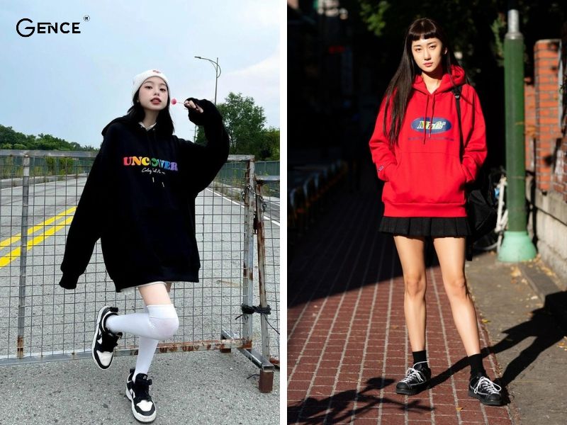 Phối đồ với giày thể thao đen nữ với áo hoodie