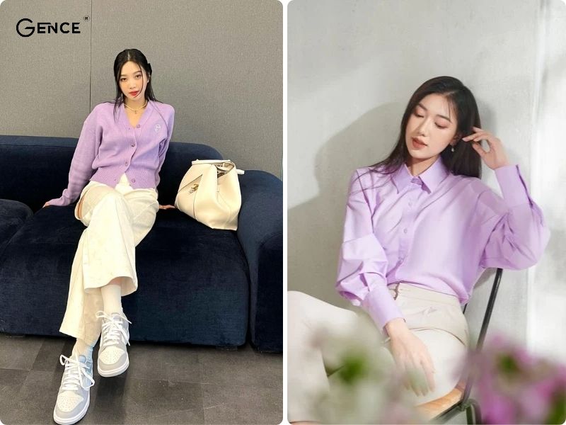 Phối màu be với màu tím - style thanh lịch, sang trọng