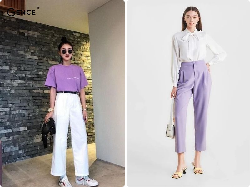 Sự kết hợp đơn giản màu tím pastel và màu trắng