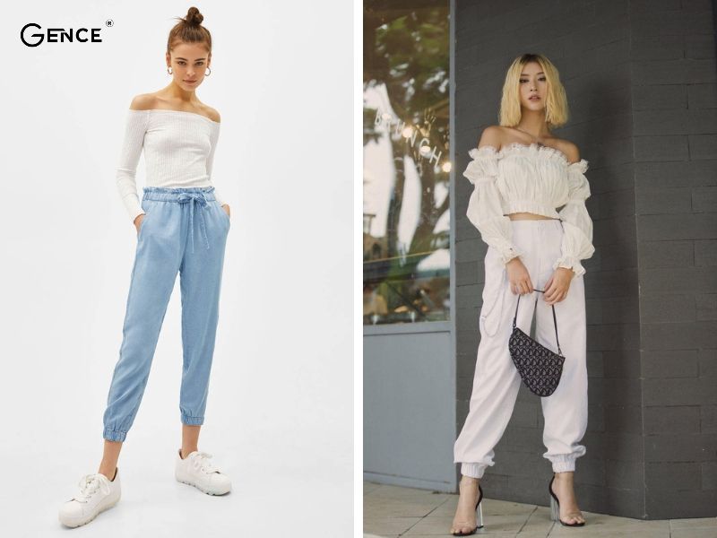 Gợi cảm và cá tính với set đồ áo trễ vai và quần jogger