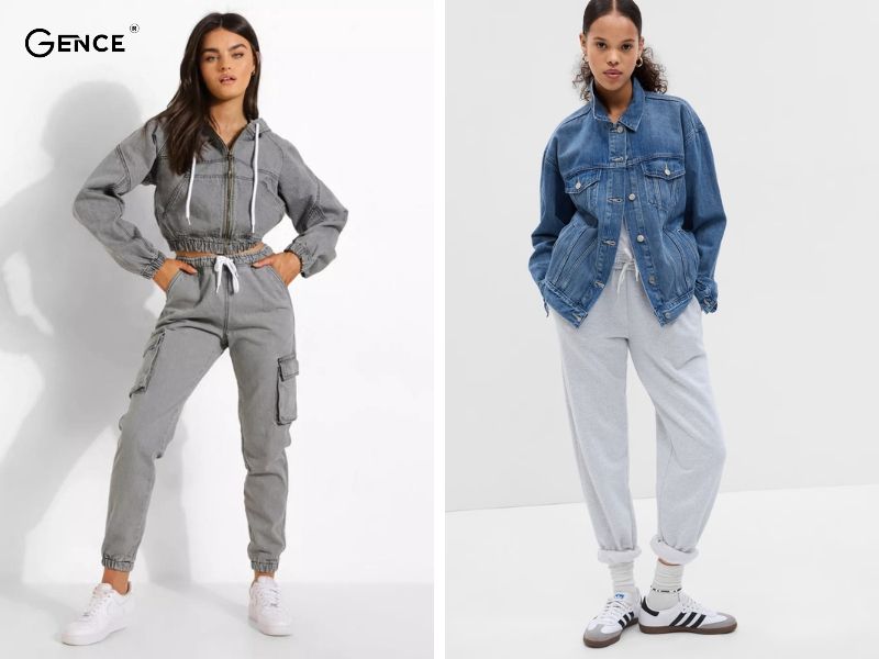 Quần jogger nữ và áo denim mang đến phong cách cá tính