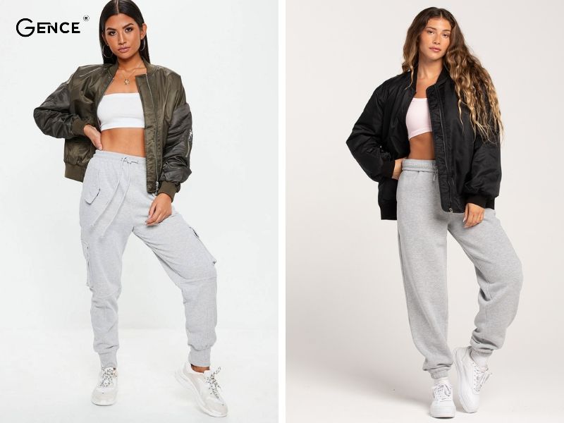 Mix-match quần jogger nữ và áo bomber