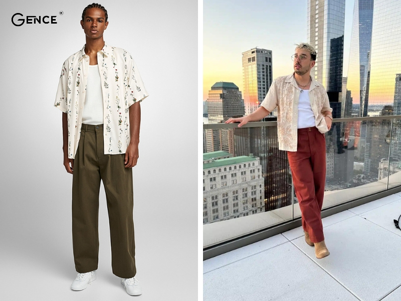 Phối áo sơ mi họa tiết tạo sự trẻ trung