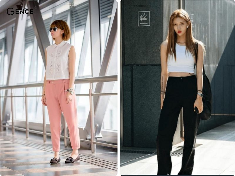 Năng động, sành điệu cùng style quần tây phối áo sát nách