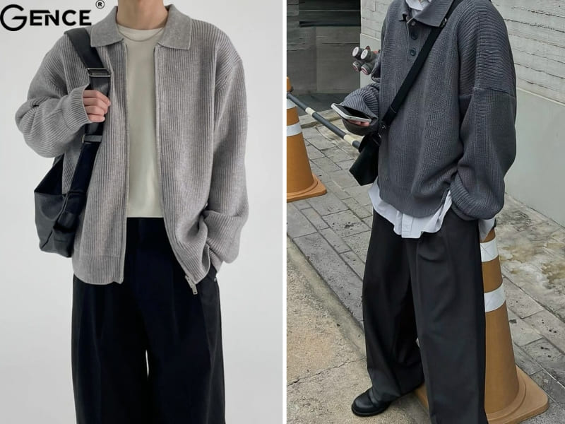 Ấm áp với áo len dài phối cùng túi đeo chéo nam