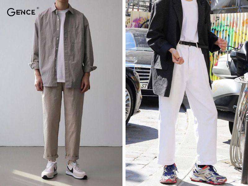 Phối giày Balenciaga đơn giản với áo phông dài tay, quần baggy