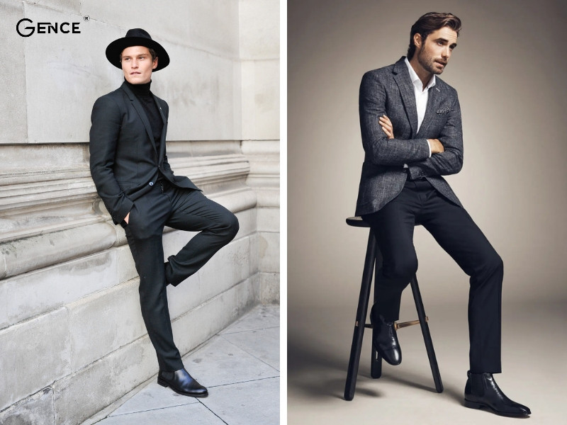 Boots kết hợp quần tây đen phù hợp với thời tiết se lạnh