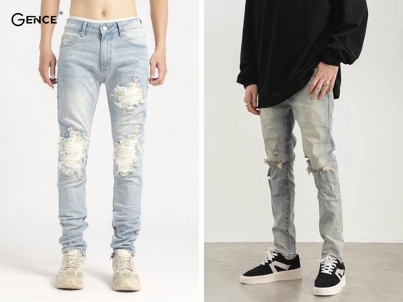 Phối quần bò rách và sneaker