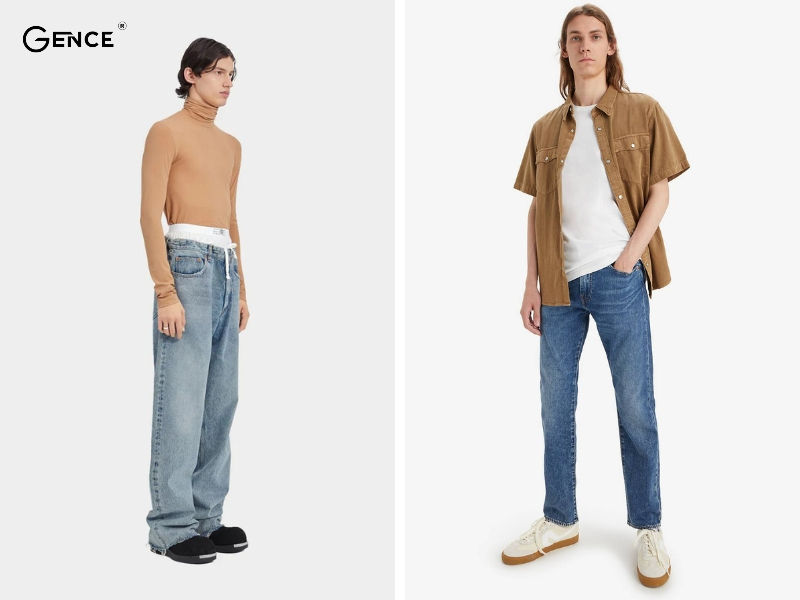 Hack dáng với cách phối layer cùng quần jean nam ống rộng