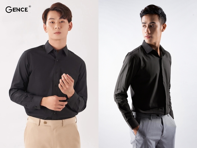 Phối sơ mi đen nam với quần tây sành điệu