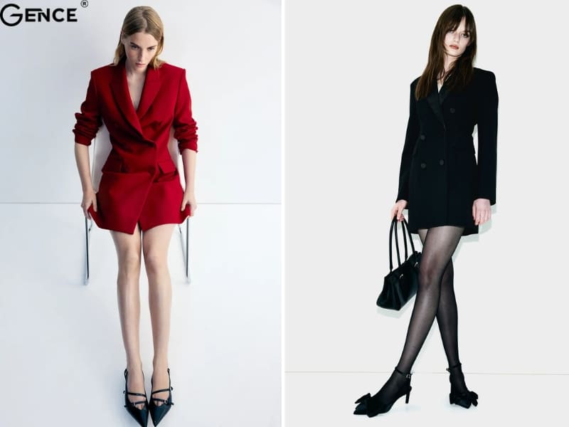 Đầm tuxedo thiết kế ôm sát tạo nên sự sắc sảo mạnh mẽ cho các bạn nữ