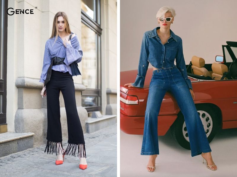 Phong cách thời trang mới cùng quần ống loe và áo sơ mi