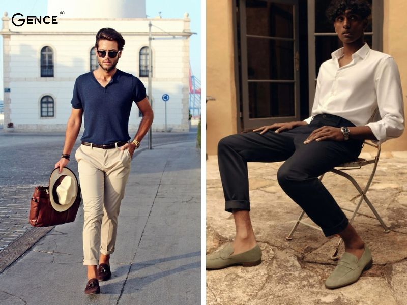 Quần chinos mix cùng giày Loafer nam