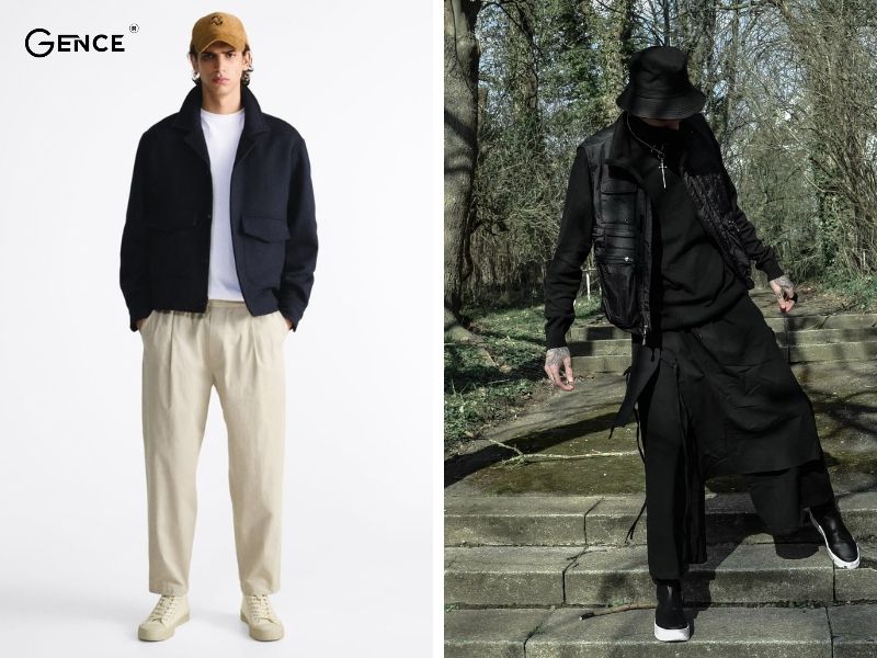 Set đồ phổ biến khi phối áo khoác với quần hiphop nam