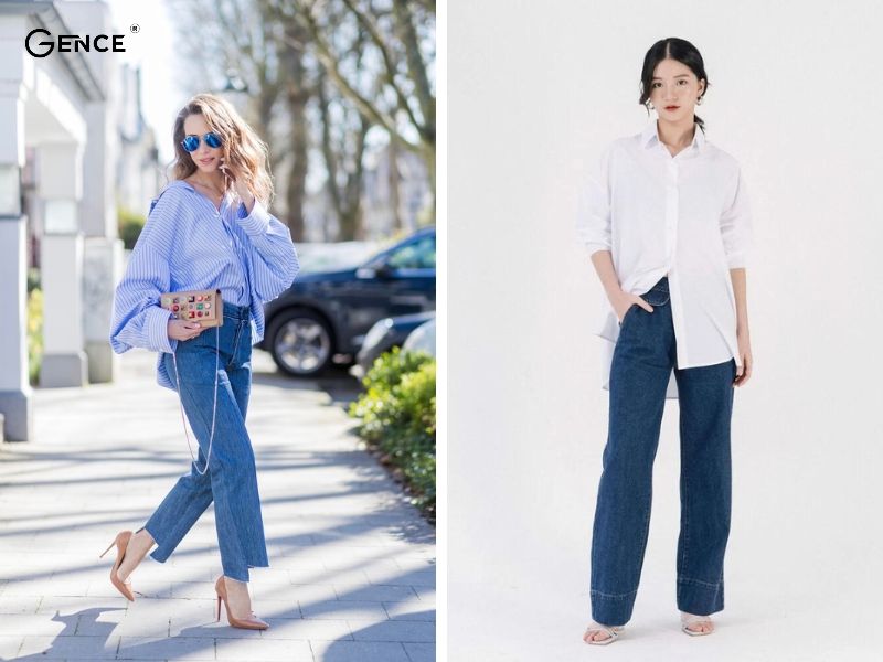 Quần jean và áo sơ mi nữ tạo nên set đồ hoàn hảo