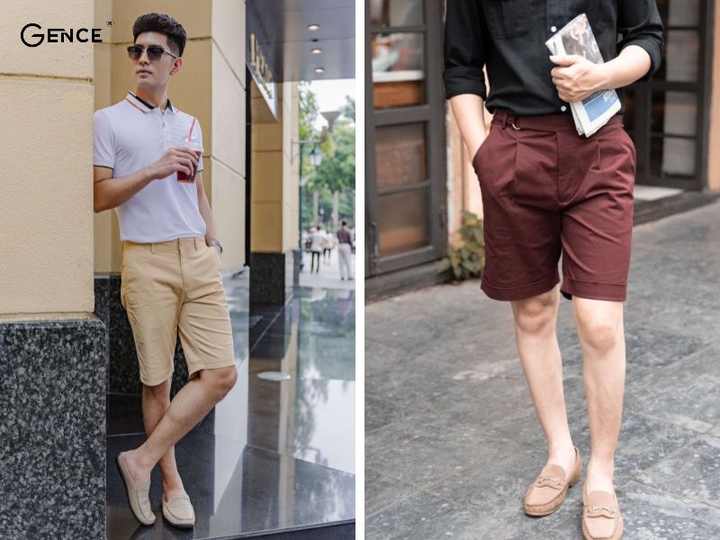 Quần short mix cùng giày Loafer nam