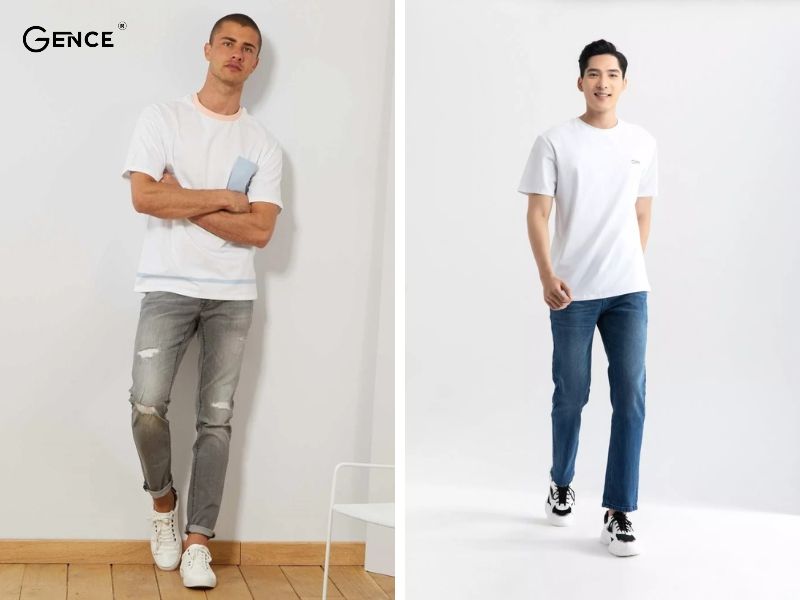 Mix áo phông cùng quần skinny jean