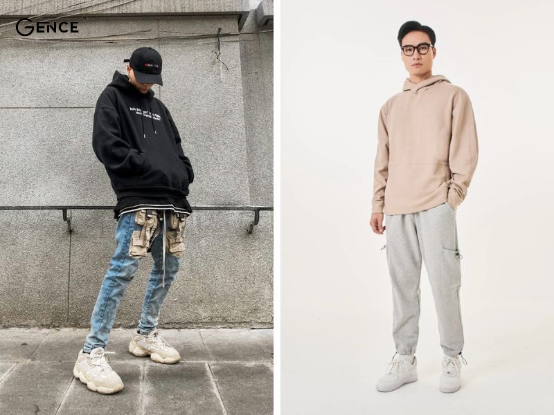 Áo hoodie mix cùng quần skinny jean