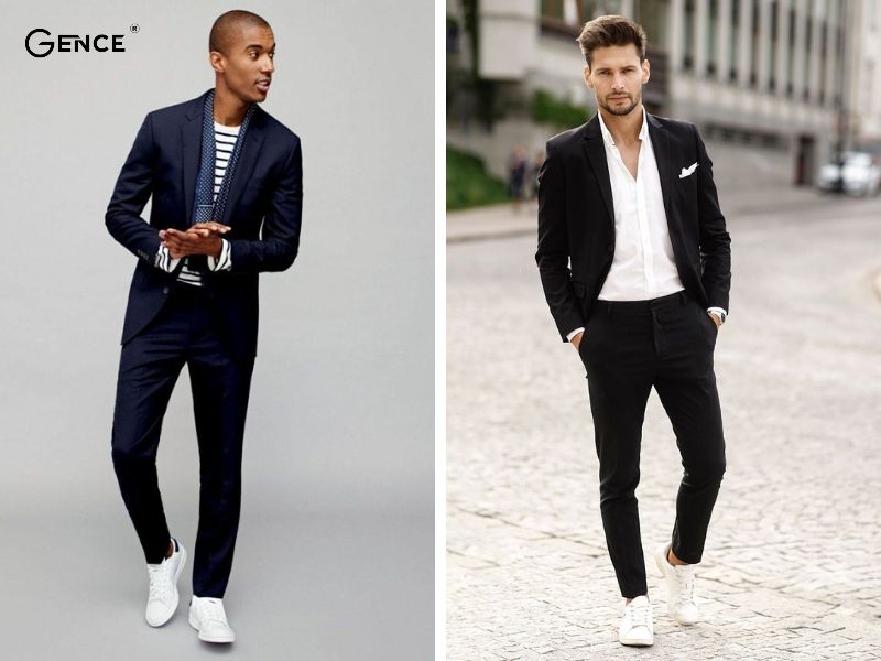 Quần tây đen kết hợp với kiểu giày lịch lãm, sang trọng