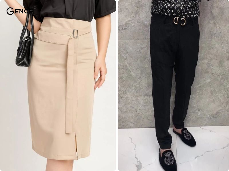 Chân váy suông hoặc quần âu đều là items đặc trưng của quite luxury