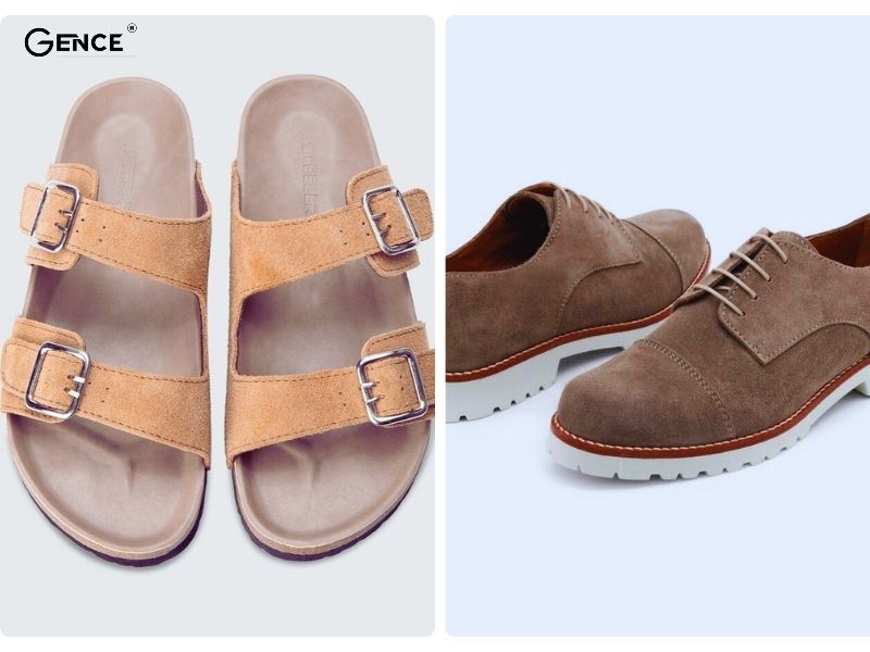 Sử dụng vải da lộn tạo nên những đôi giày, dép thoải mái