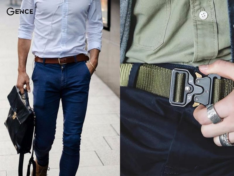 Thắt lưng vải và thắt lưng da phối quần jean nam