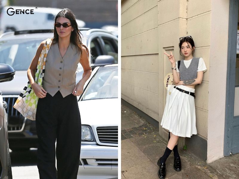 Thời trang sân bay năng động với áo gile