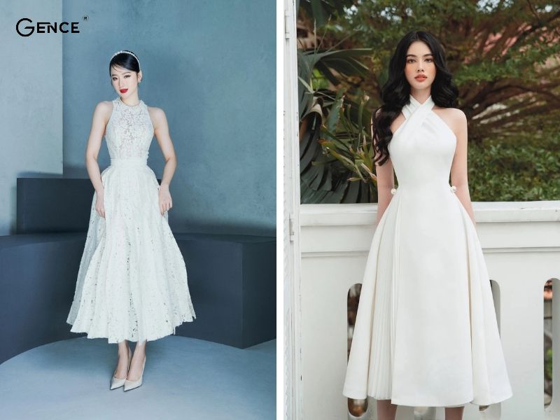 Diện đầm cổ yếm dịu dàng, trong trẻo