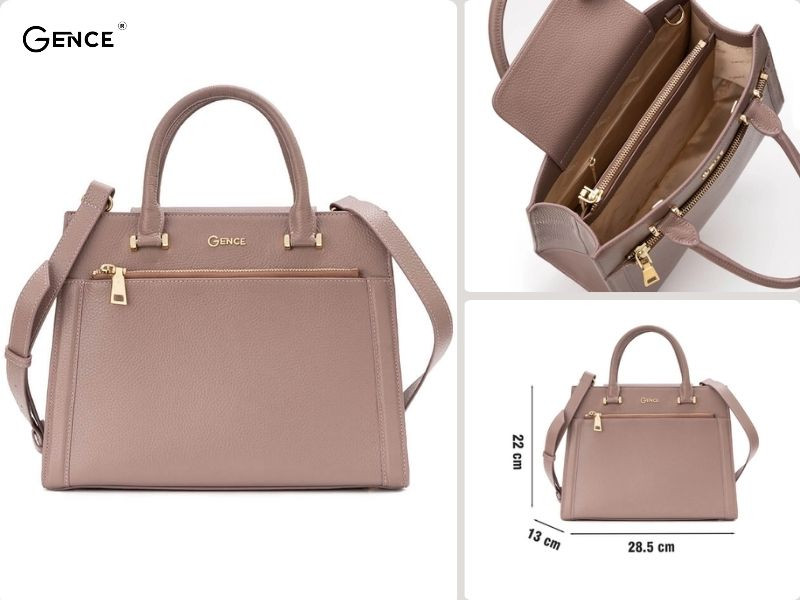 TX17 màu hồng nhẹ nhàng, có tay cầm và quai đeo chéo