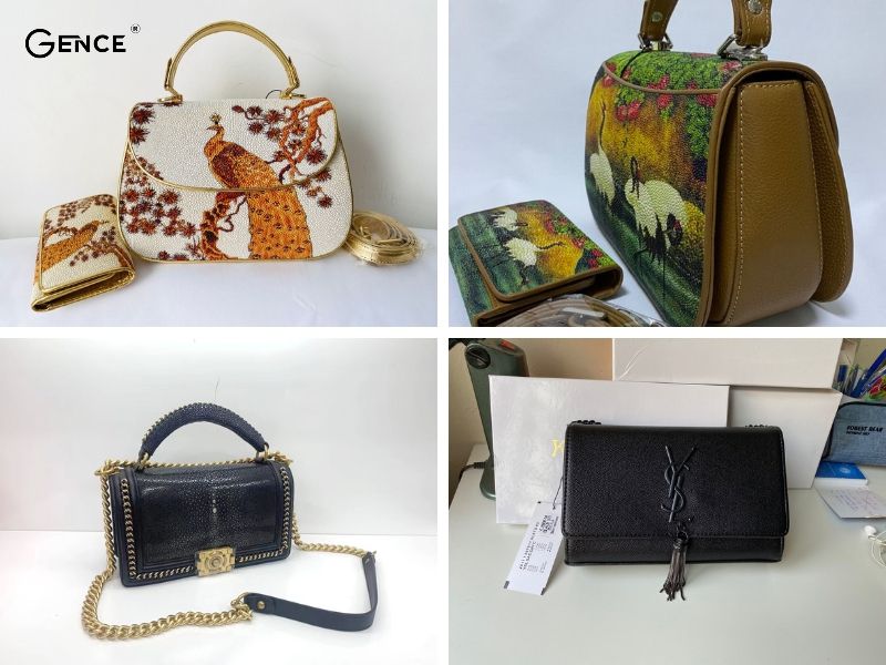 Túi xách da cá đuối phong cách Retro tiện lợi