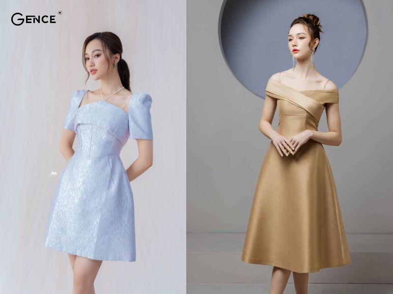 Váy chữ A đẹp phù hợp cho người bắp tay to