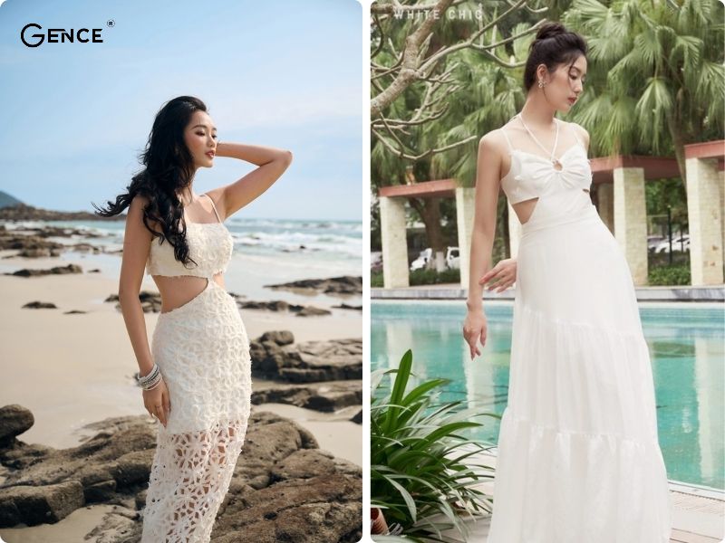 Kiểu váy dáng A cut out vai ấn tượng