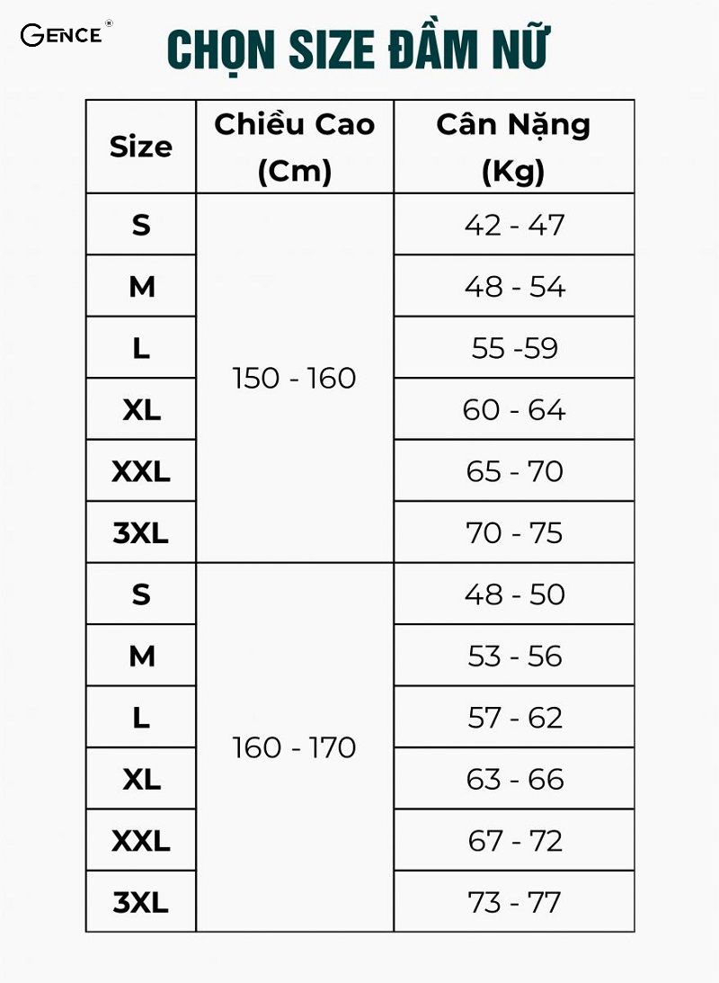 Váy nữ size M là bao nhiêu kg